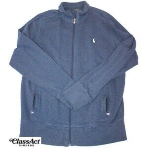 Polo Ralph Lauren Men's Full Zip Performance Shirt Navy Blue Sweatshirt Sz Large